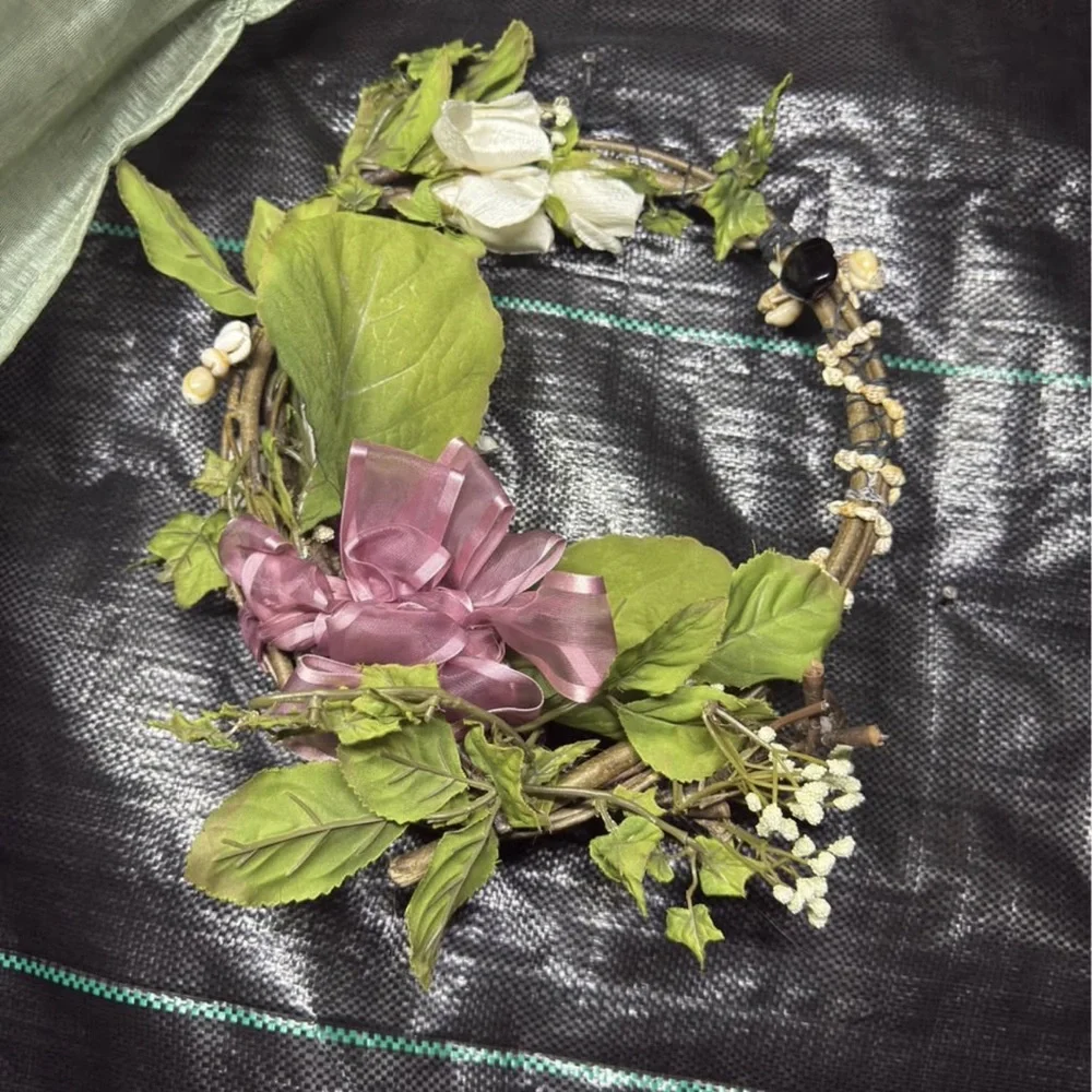Elegant Cream and Green Floral Wreath